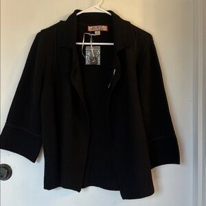 Beyond Threads Black Alpaca Wool Open Cardigan 3/4 sleeves Medium